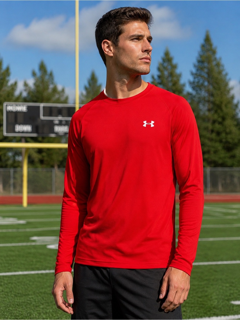 Under Armour HeatGear Red Long Sleeve Performance Shirt Men’s Large Athletic Top